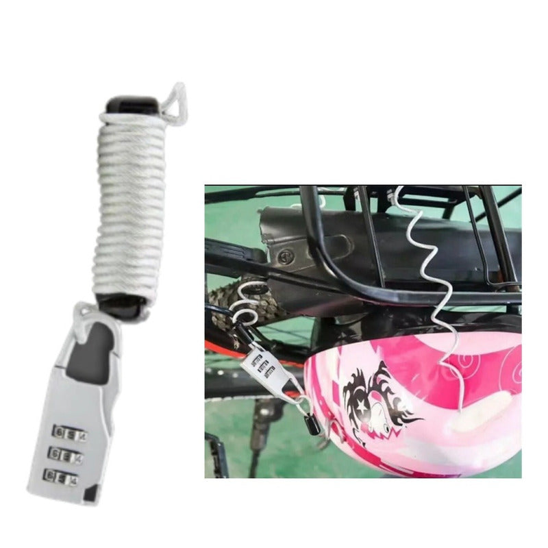 Candado Multiuso Antirrobo Bicicleta Cascos Mochilas Plateado