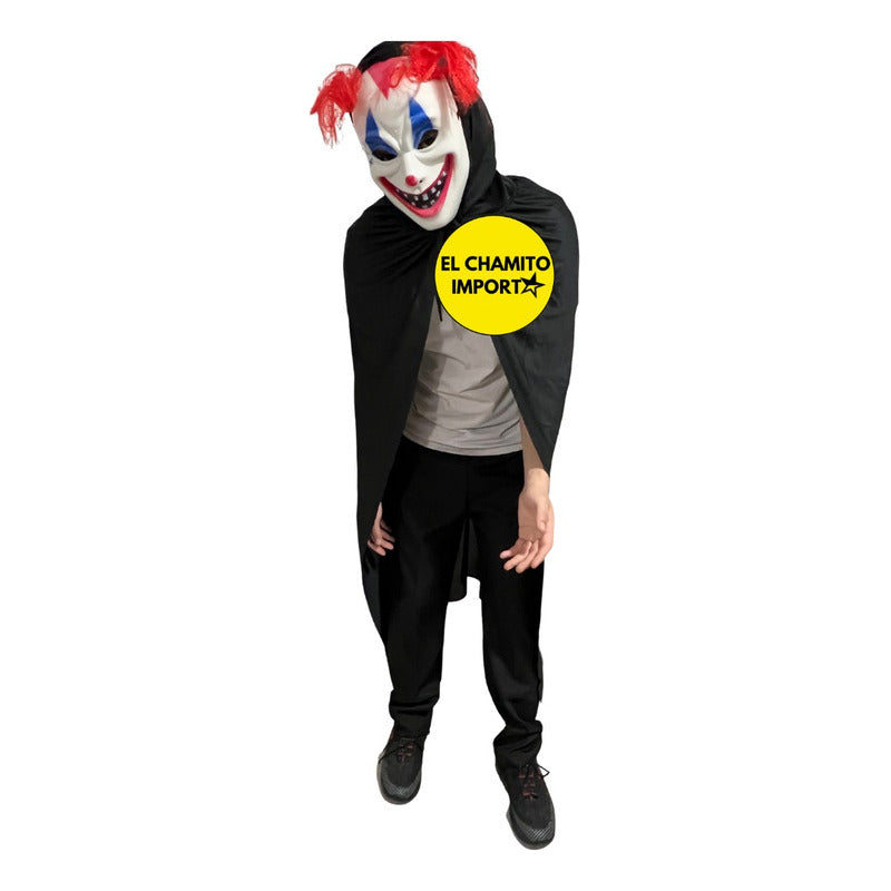 Disfraz Payaso Clown Capa + Mascara Halloween