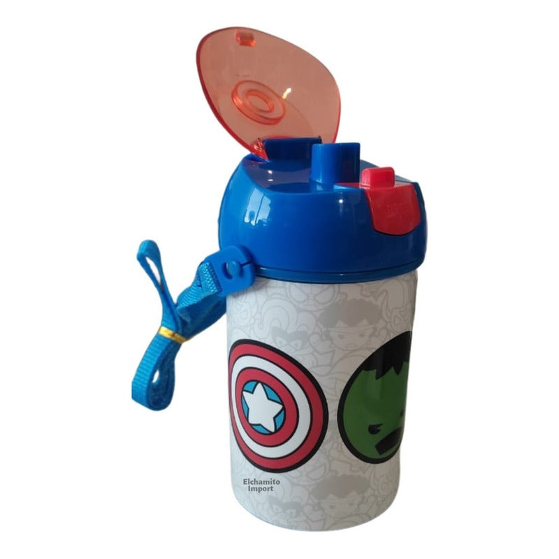 Vaso Niño Marvel Kawaii Con Boton Y Correa