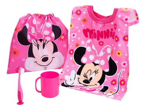 Kit 4 Pzas Párvulo Toalla Vaso Cepillo Y Bolsa Para Niños