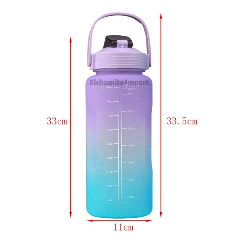 Botella De Agua Motivacional 2000ml + Botella 900ml