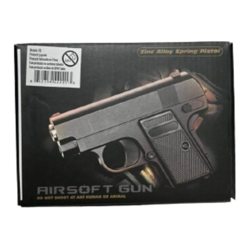 Pistola Airsoft Gun V6 + Balines Negro