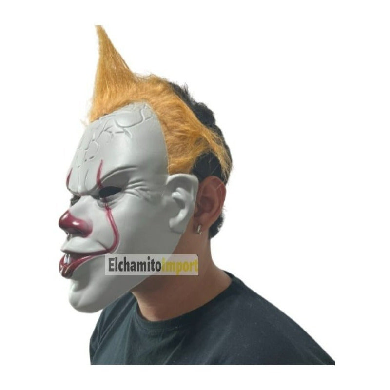 Payaso Asesino It Mascara Con Cabello Halloween Piel