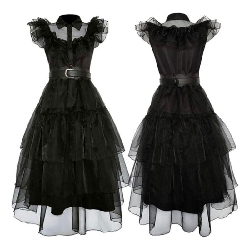 Disfraz Merlina Vestido Fiesta De Noche, Para Niñas