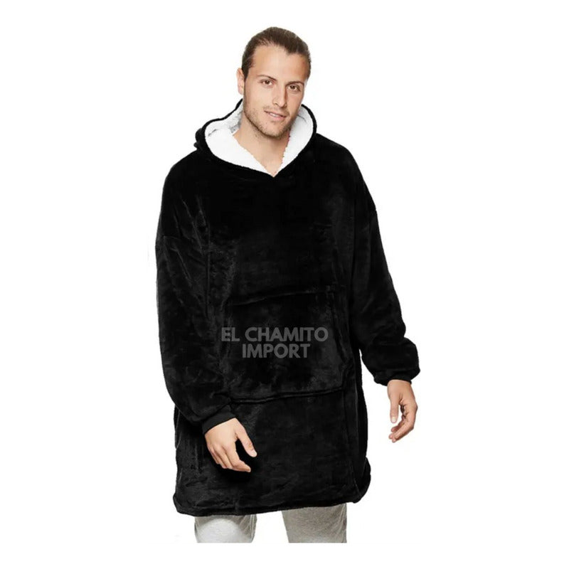 Maxi Poleron Sherpa Bata Manta Capucha. Frazada Invierno
