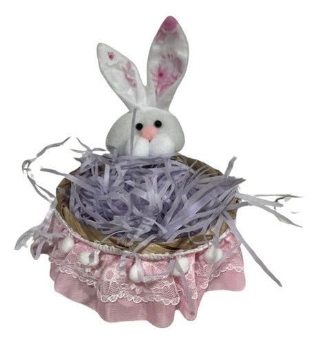 Canasto De Pascua Conejo + Paja