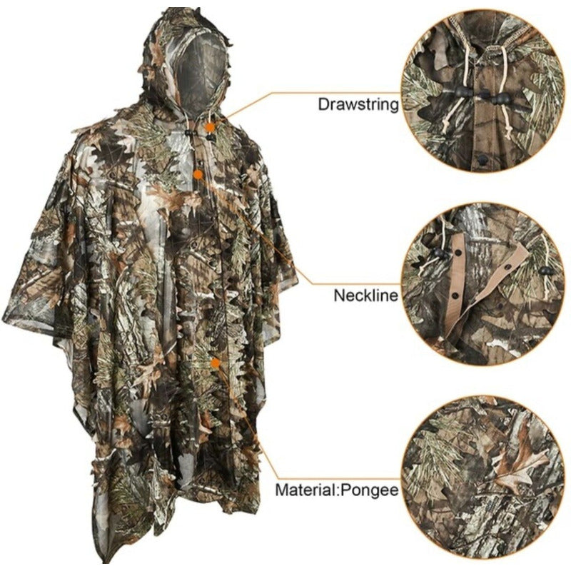 Poncho Caza Hojas De Camuflaje 3d Capa Sigiloso Traje