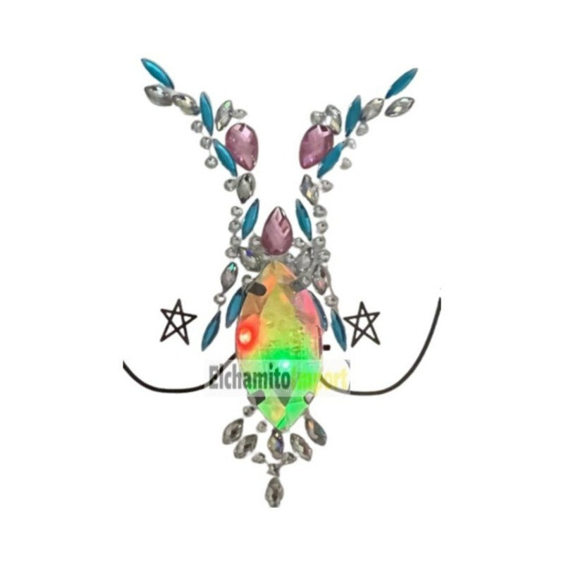 Face Sticker Para Pecho/ Espalda / Gemas Glitter Led
