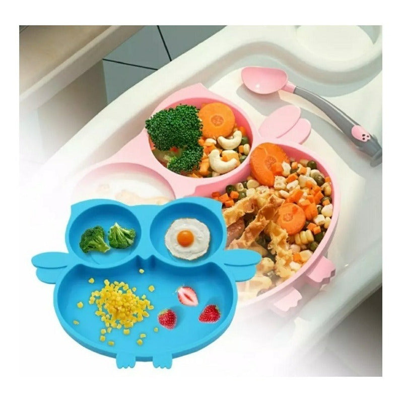 Plato Silicona Diseño Buho Niños