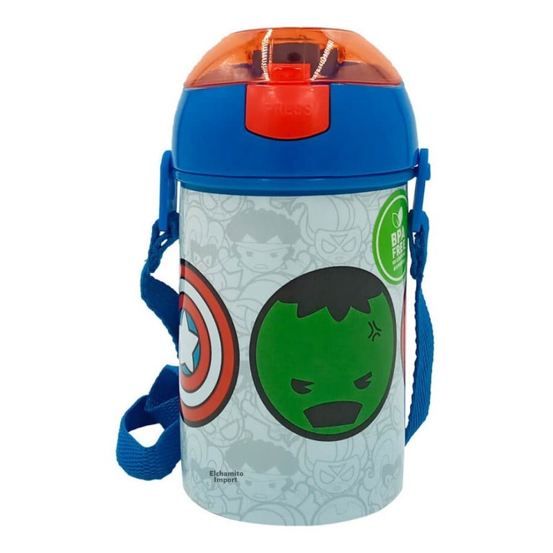 Vaso Niño Marvel Kawaii Con Boton Y Correa