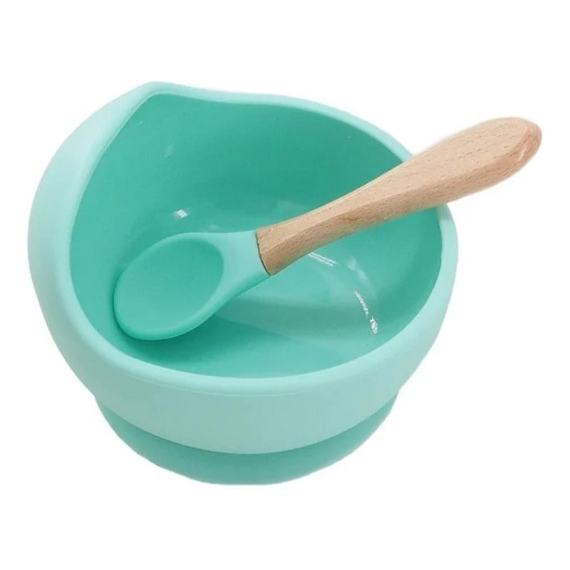 Bowl Plato + Cucharra Silicona Bebé