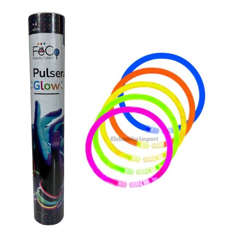 Pack 50 Pulseras Luminosas Flúor Glow Fiestas Flúor.