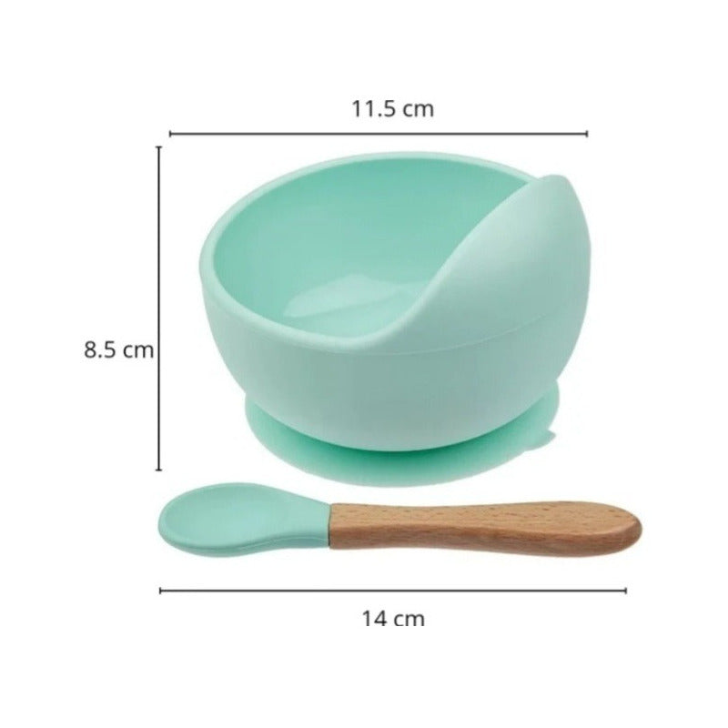 Bowl Plato + Cucharra Silicona Bebé