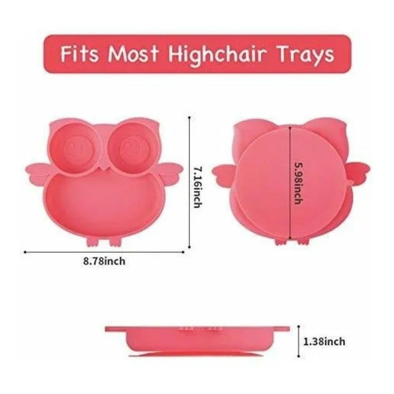 Plato Silicona Diseño Buho Niños