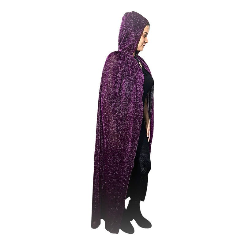 Capa Glitter Con Capucha Unisex Halloween Disfraz