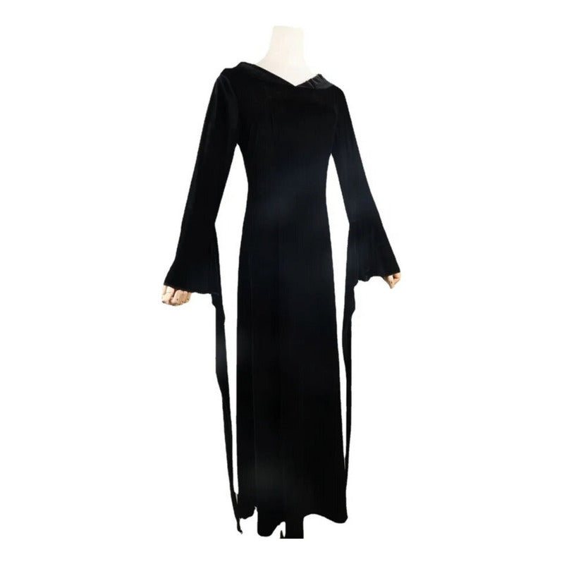 Disfraz De Morticia Addams Gótico Para Mujer + Peluca