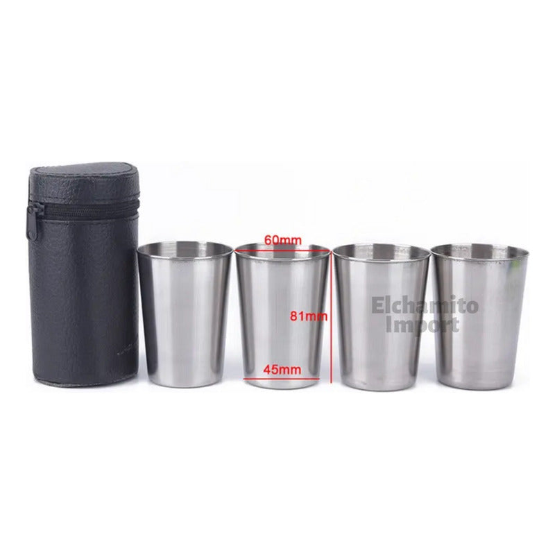 Vasos Camping Acero Inoxidable Liso 4 Unidades 180 Ml