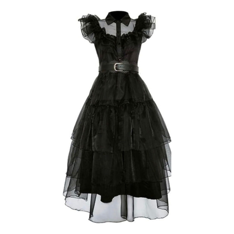 Disfraz Merlina Vestido Fiesta De Noche, Para Niñas