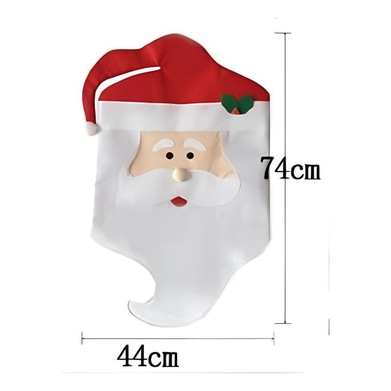 Cubre Sillas De Navidad Papá Noel Viejo Pascuero Blanco-rojo Liso
