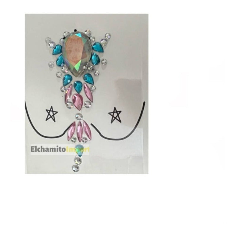 Face Sticker Para Pecho/ Espalda / Gemas Glitter Led