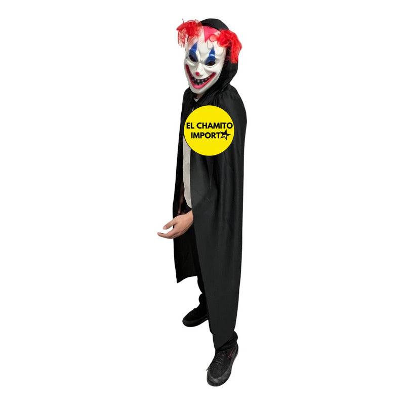 Disfraz Payaso Clown Capa + Mascara Halloween