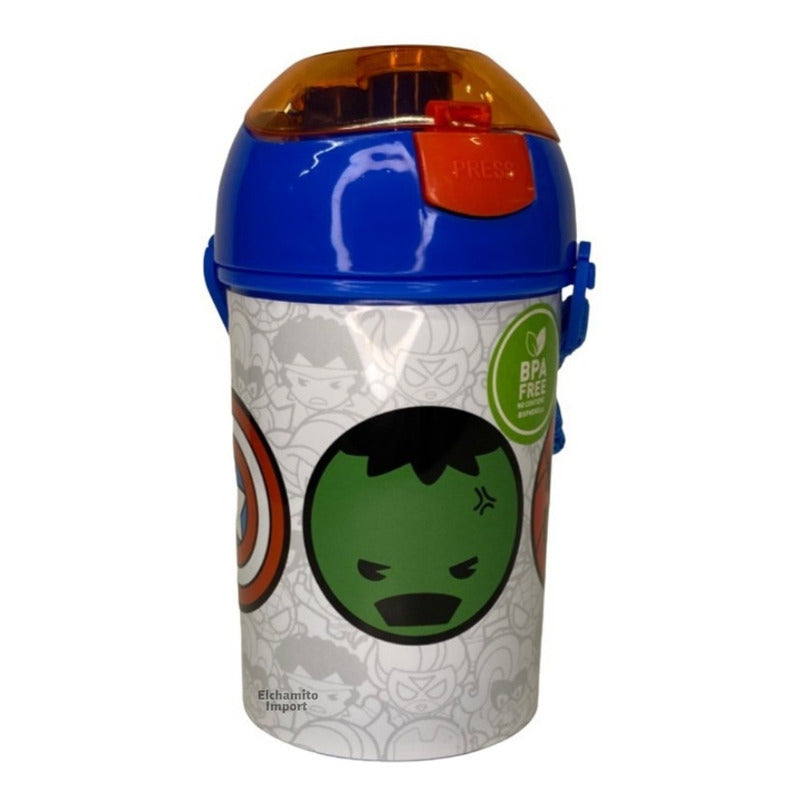 Vaso Niño Marvel Kawaii Con Boton Y Correa