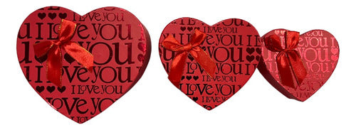 Set 3 Cajas De Regalo Forma De Corazón