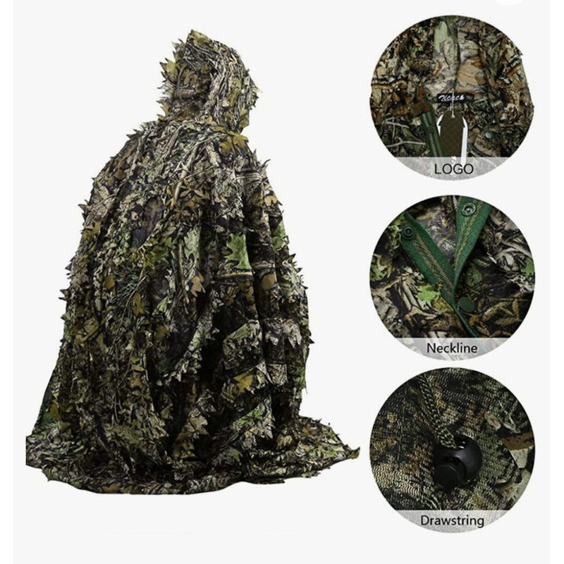 Poncho Caza Hojas De Camuflaje 3d Capa Sigiloso Traje