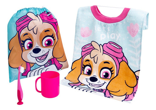 Kit 4 Pzas Párvulo Toalla Vaso Cepillo Y Bolsa Para Niños