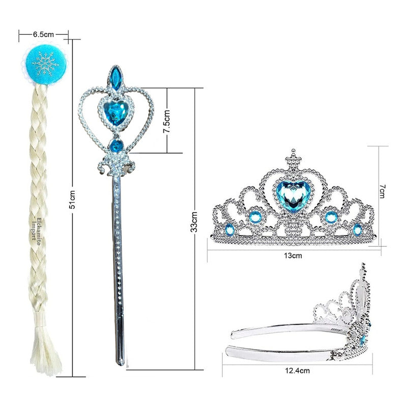 Set Disfraz Elsa Frozen Corona/varita/mechon Y Tutu