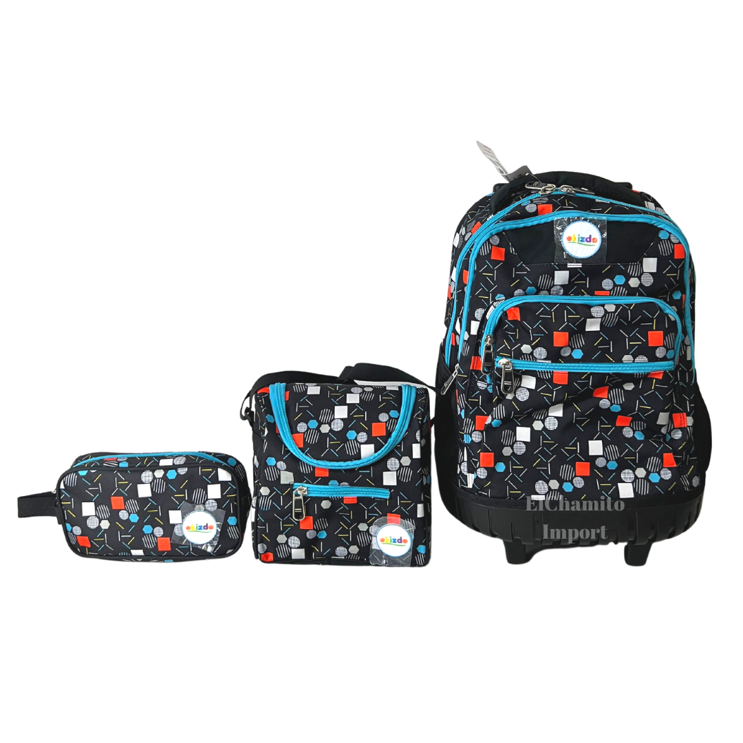 Pack Mochila Trolley + Lonchera + Estuche / Niños/ Ekizde