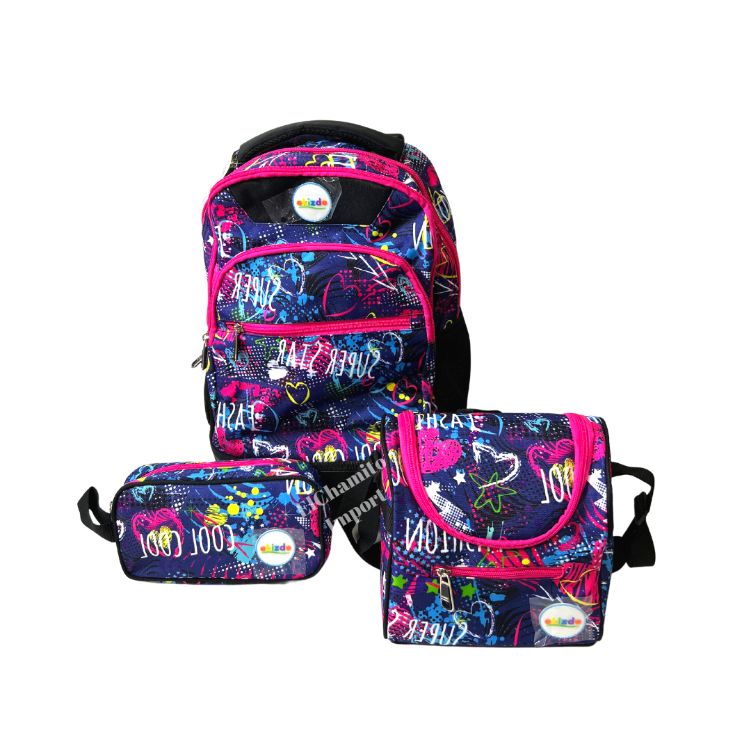 Pack Mochila Trolley + Lonchera + Estuche / Niños/ Ekizde