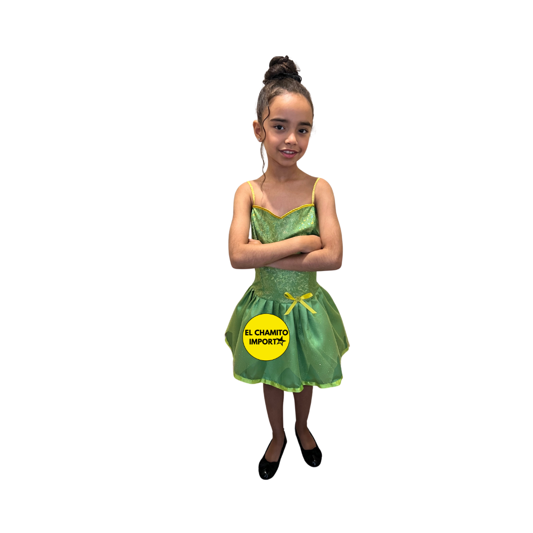 Disfraz  Tinker Bell  Niñas, Vestido  Fiesta + Alas Verde 7-9