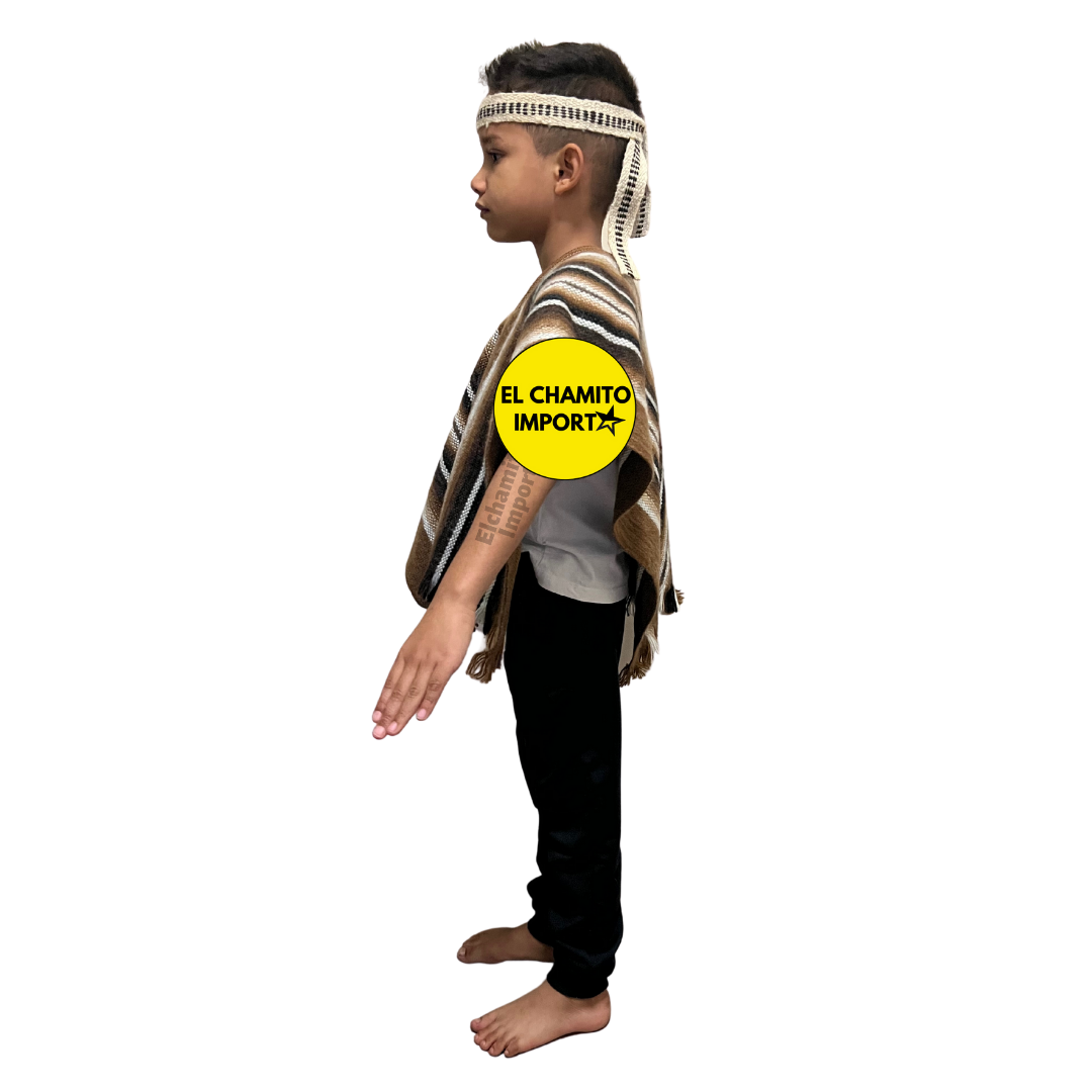 Poncho Mapuche + Trorilonco Niño De 10-14 Años