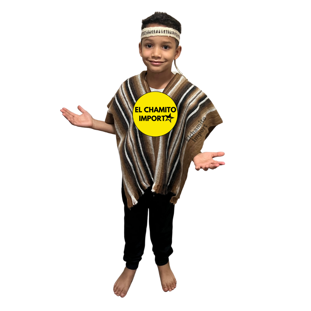 Poncho Mapuche + Trorilonco Niño De 10-14 Años