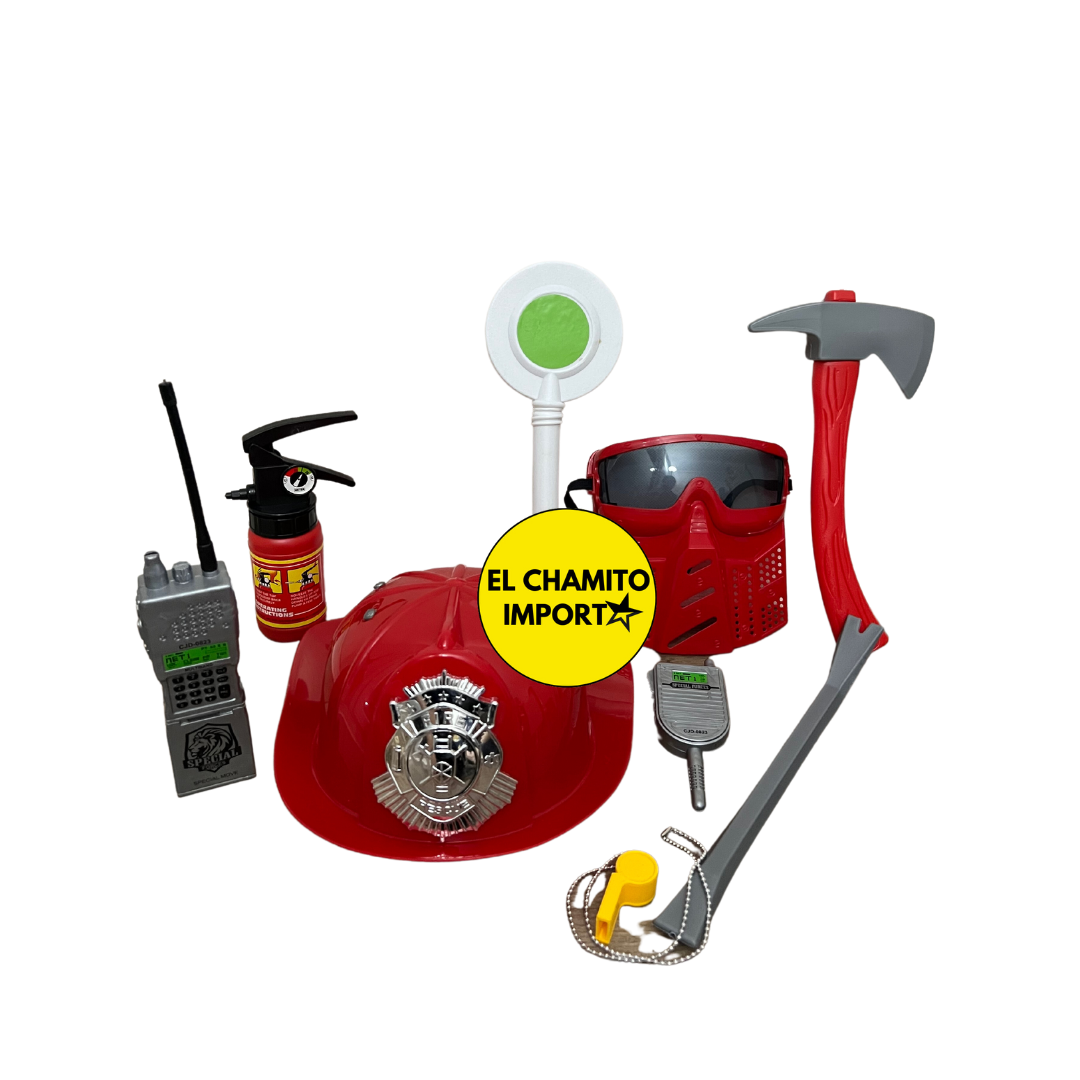 Disfraz De Bombero + Casco Y Accesorios Para Niños