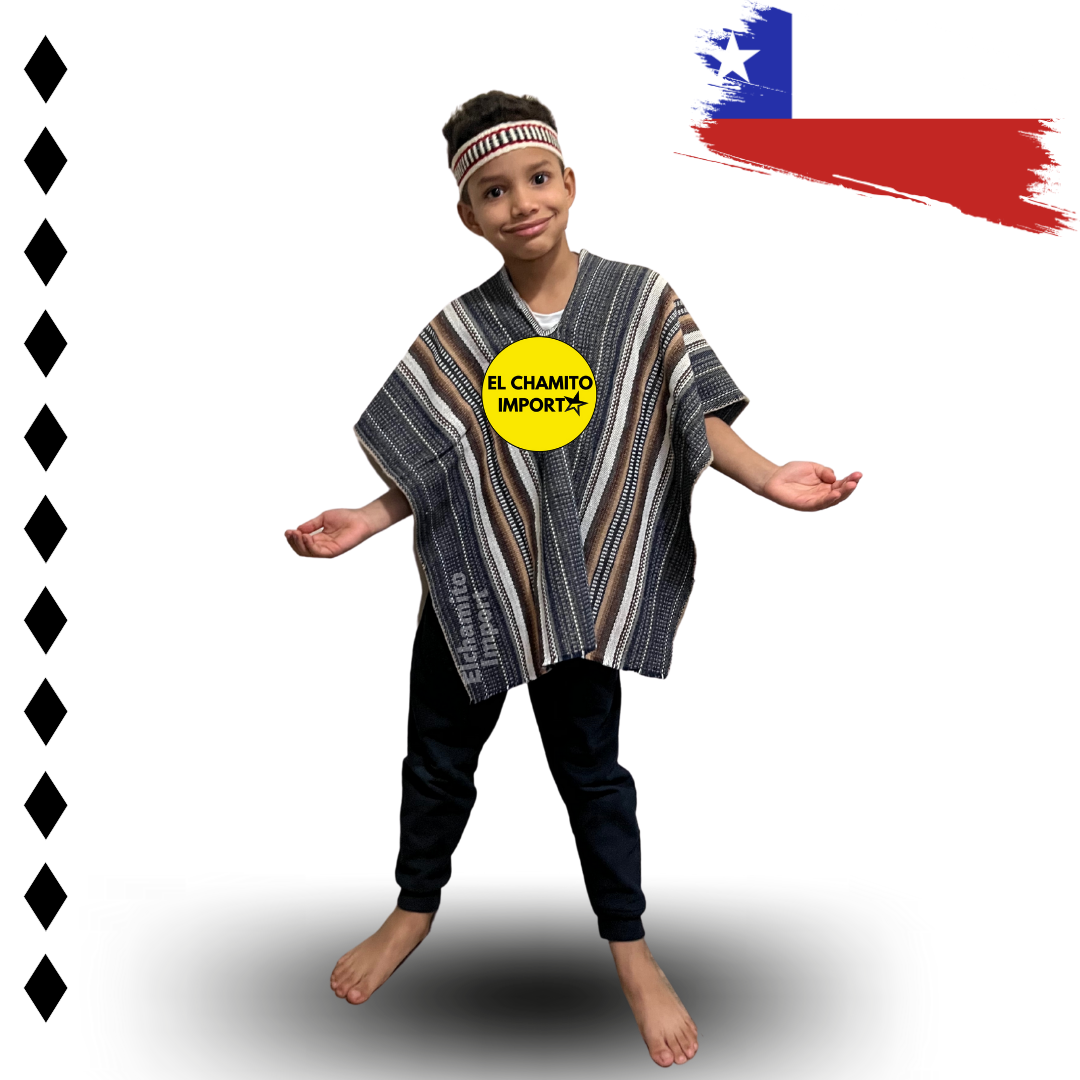 Poncho Mapuche + Trorilonco Niño De 10-14 Años