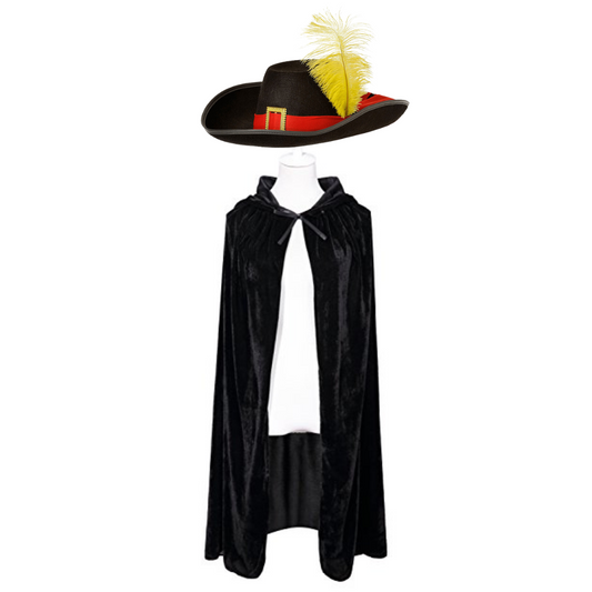 Disfraz Mosquetero O Gato Con Botas Niño Capa + Gorro