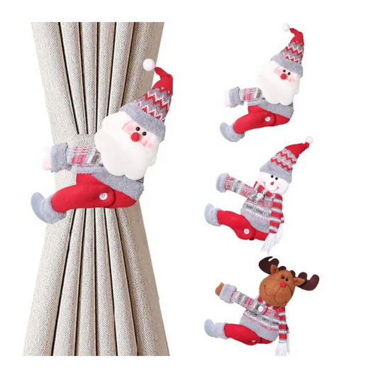 Pack De 2 Soporte Santa Hebilla Cortina Decoracion Navideño