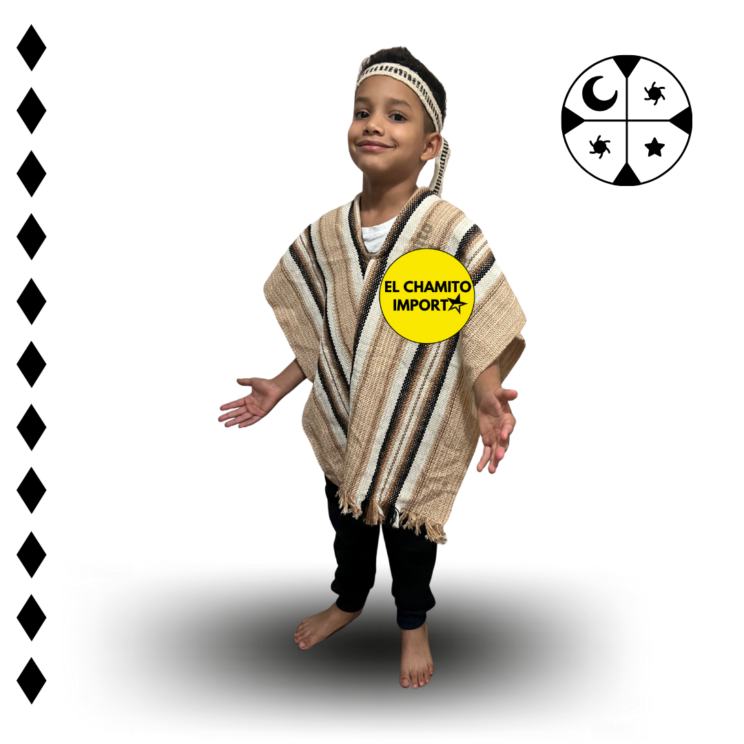 Poncho Mapuche + Trorilonco Niño De 10-14 Años