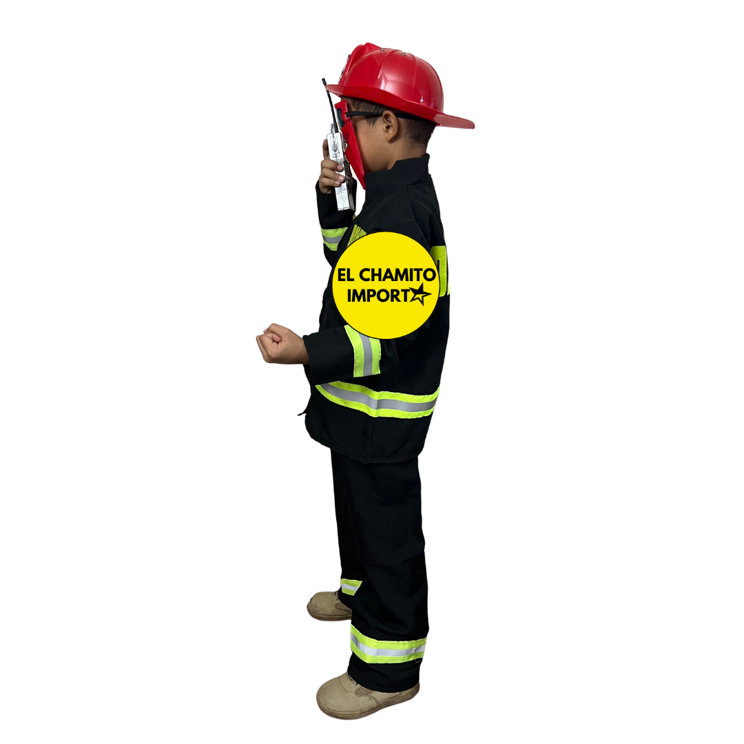 Disfraz De Bombero + Casco Y Accesorios Para Niños