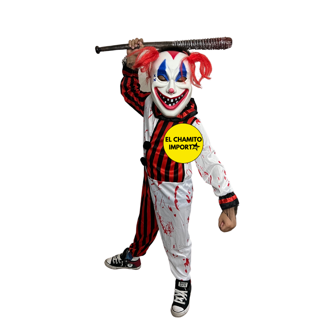 Disfraz Payaso Sangriento Para Niño Halloween Blanco-rojo 5-6