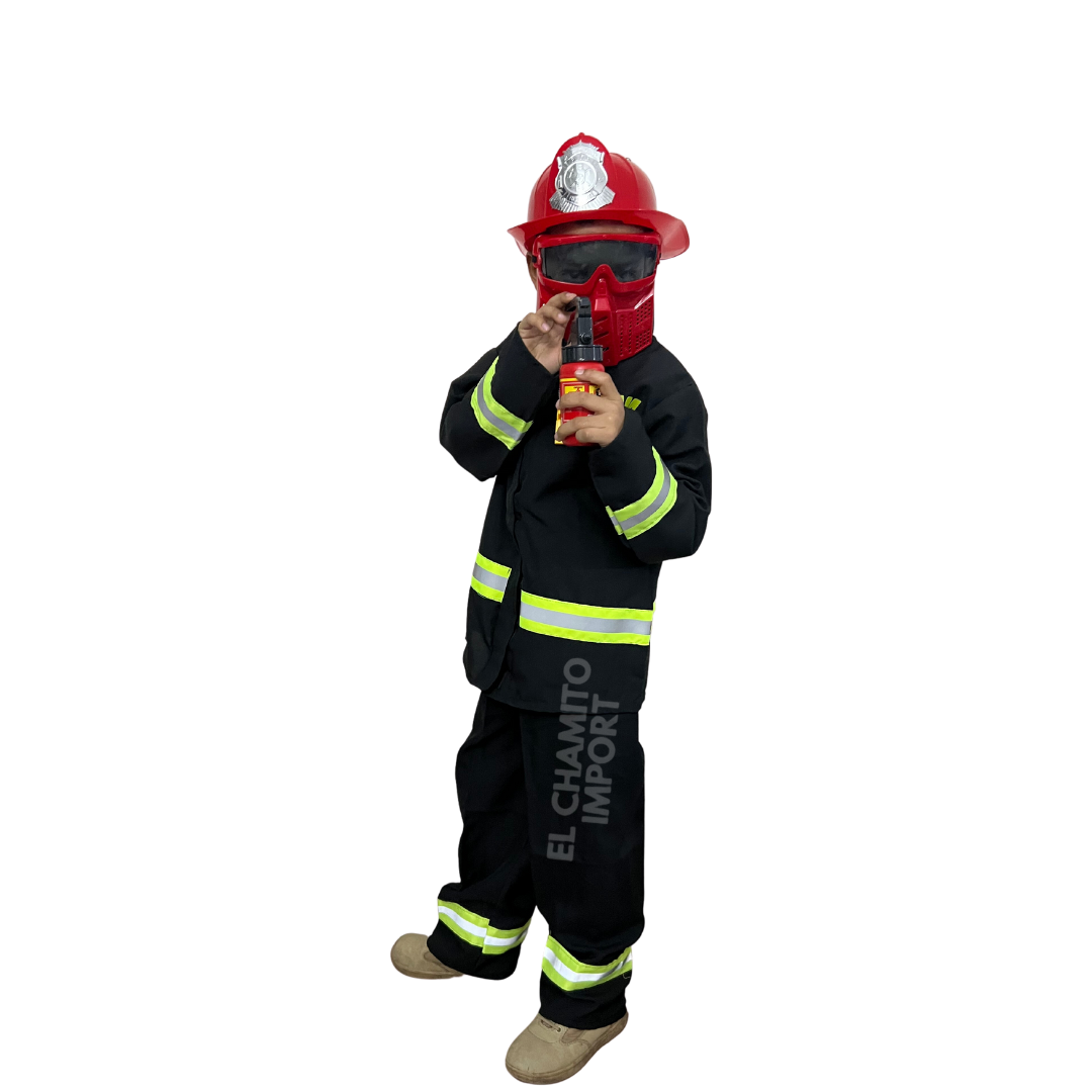 Disfraz De Bombero + Casco Y Accesorios Para Niños