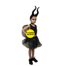 Disfraz Maléfica Niña Tutú Glitter +cuernos + Alas Halloween