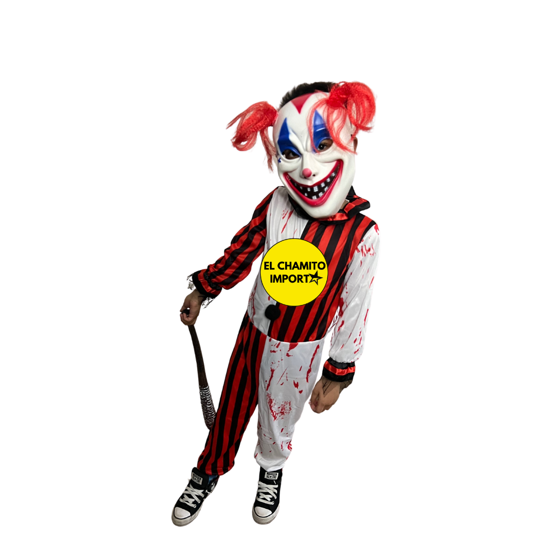Disfraz Payaso Sangriento Para Niño Halloween Blanco-rojo 5-6