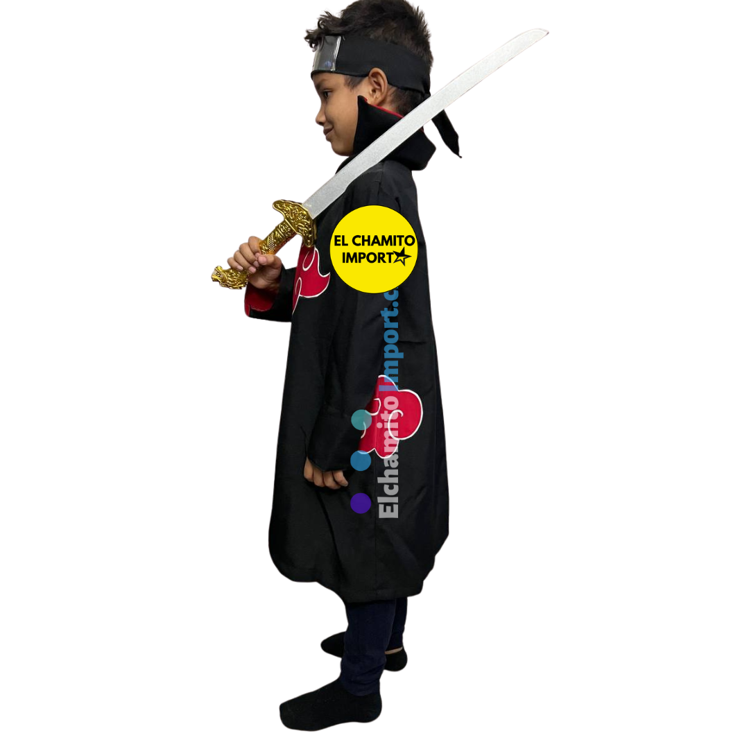 Capa Akatsuki Naruto + Bandana + Espada