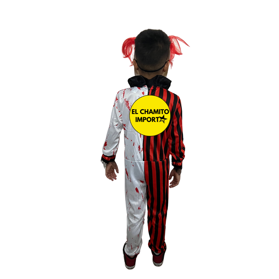 Disfraz Payaso Sangriento Para Niño Halloween Blanco-rojo 5-6