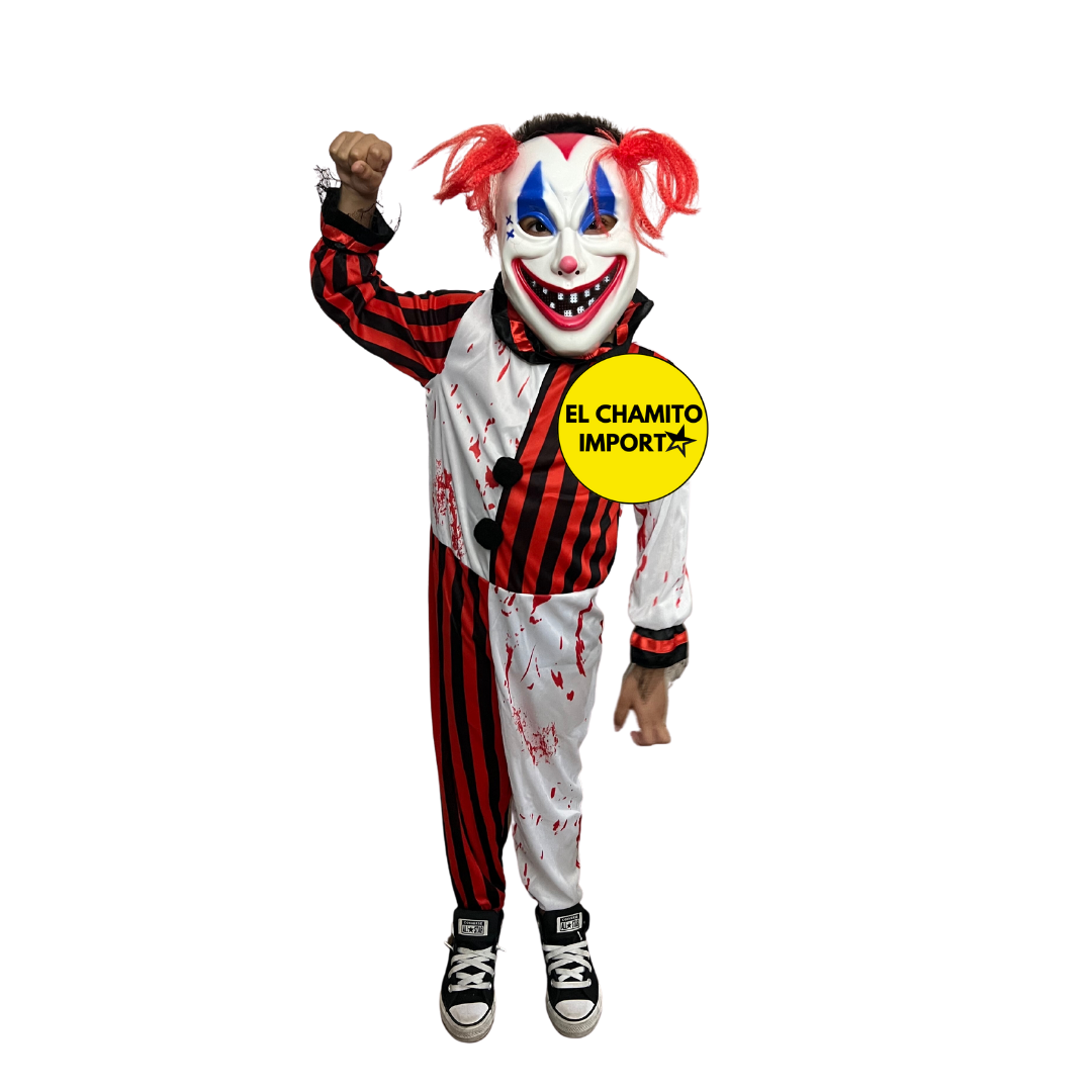 Disfraz Payaso Sangriento Para Niño Halloween Blanco-rojo 5-6
