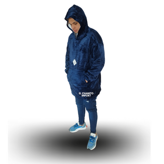 Maxi Poleron Sherpa Bata Manta Capucha. Frazada Invierno