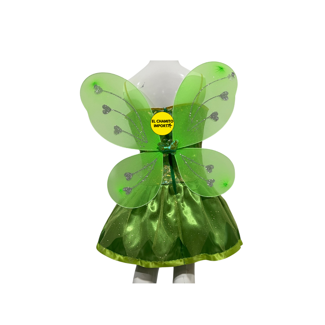 Disfraz  Tinker Bell  Niñas, Vestido  Fiesta + Alas Verde 7-9